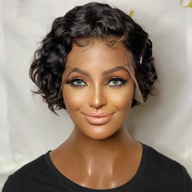 Single Knots 360 Lace Wig Pixie Short Human Hair Wigs Pre Plucked With Baby Hair [360PX]