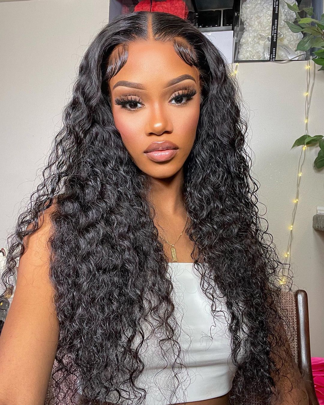 Waterwave Wig Lace Frontal Natural Color Pre-Plucked 13x4 Transparent Lace 180% Density