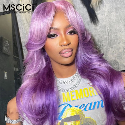 Lace Frontal Trasparent Lace Human Hair Wigs Dark Purple 13x4 Pre Plucked Body Wave Wig