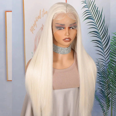 13x4 Platinum Lace Front Human Hair Wig 180% Density Remy Hair Wig For Women