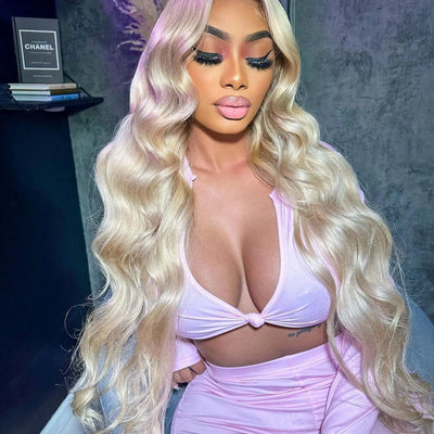 Ash Blonde 13x4 Trasparent Lace Front Wig Body Wave Human Hair wig For Women