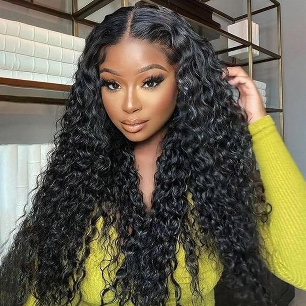 Waterwave Wig Lace Frontal Natural Color Pre-Plucked 13x4 Transparent Lace 180% Density