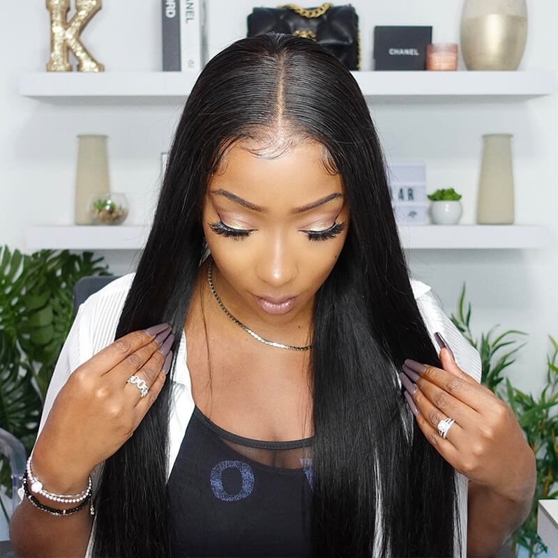 *New Film Lace Ready To Wear 13x6 Silky Straight Undetectable Skin Melt Lace Front Wig Layered Edge [SLW01]