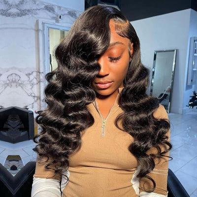 *New Film Lace Ready To Wear 13x6 Skin Melt Clear Lace Loose Wave Brazilian Human Hair Wigs [SLW03]