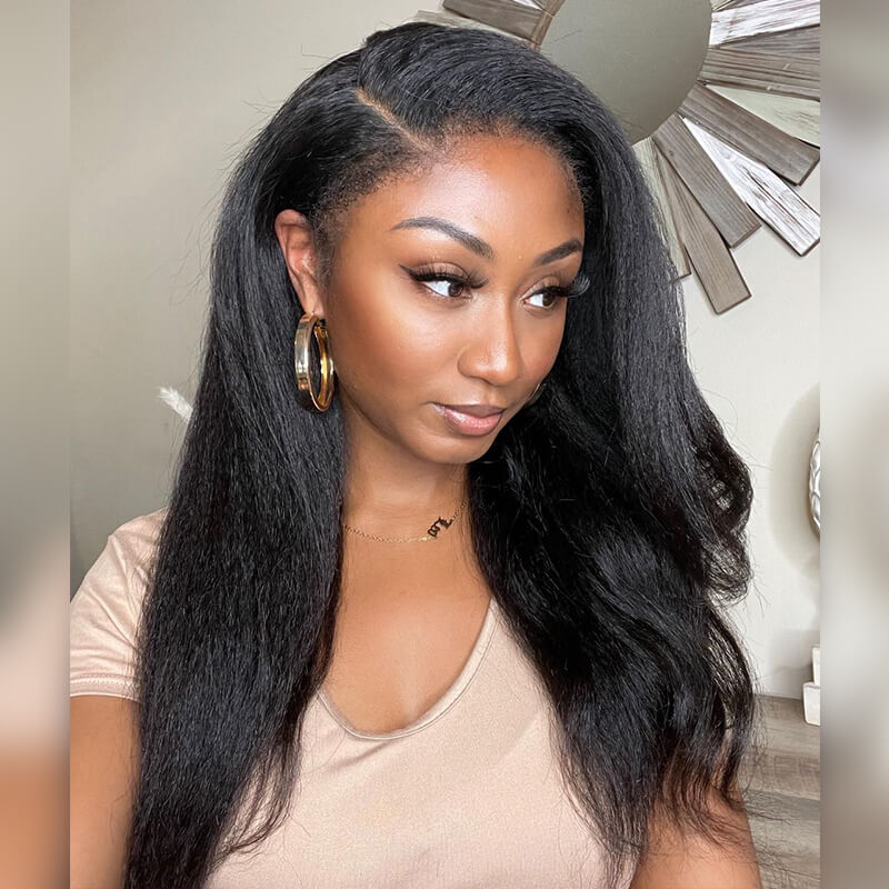 13x4 HD Lace Frontal Wig Kinky Straight Glueless Natural Hairline With Baby Hair [SLW20]