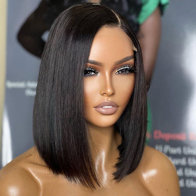 Straight Blunt Cut 5x5 Bob Wig HD Lace Closure Wig Virgin Human Hair [BOB03]