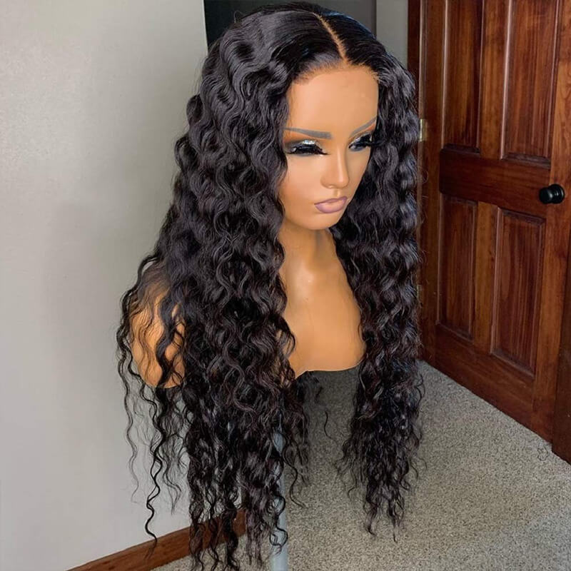 *New Film Lace Ready To Wear 13x6 Deep Wave Super Melt Lace Frontal Wigs Bleached Knots [SLW08]