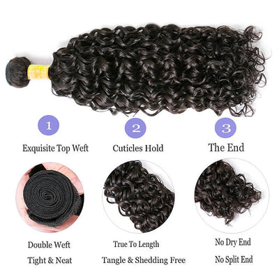 Hair Bundles Water Wave Unprocessed Virgin Human Hair Weft 1Pc