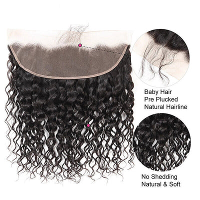 HD Lace Closure/Frontals Water Wave Unprocessed Virgin Human Hair