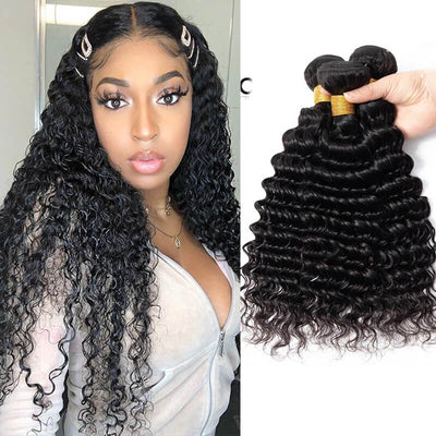 Hair Bundles Deep Wave Unprocessed Virgin Human Hair Extensions 3Pcs Lot