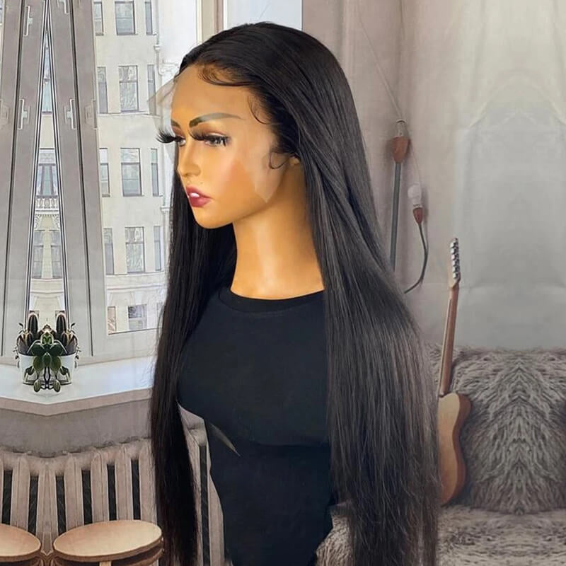 13x6 Straight Lace Front Wig Human Hair Wigs Pre Plucked Bleached Knots  [LFW11]